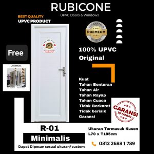 Pintu UPVC Rubicon Minimalis R-01 – L70 x T195cm, Engsel Kiri